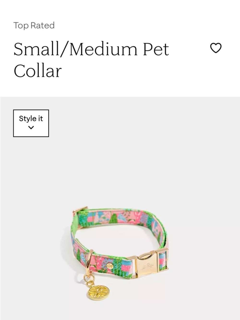Lilly Pulitzer Pink & Green Floral Pet Collar - OS